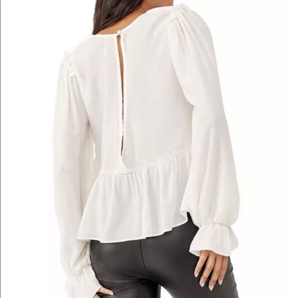 NEW! FREE PEOPLE Daia Pirate Airy Flounce Ruffle Peasant Peplum Top Blouse Small - Picture 15 of 15